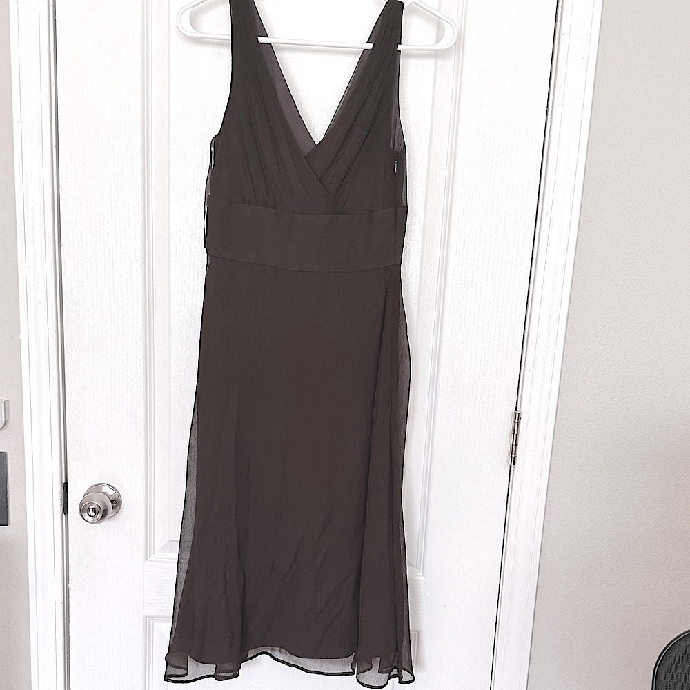 J. Crew Chocolate Brown Midi Dress 100% Silk NWOT
